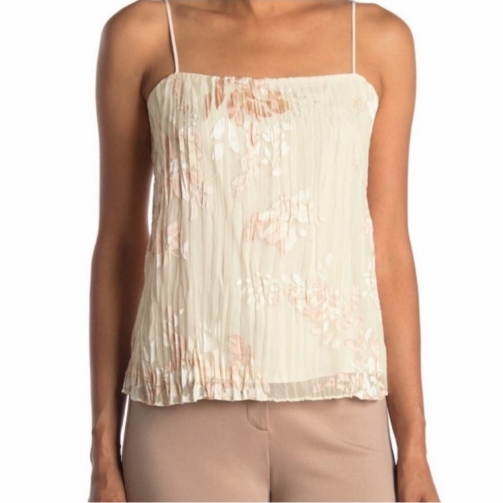Vince Cream Burnout Pleated Camisole Top